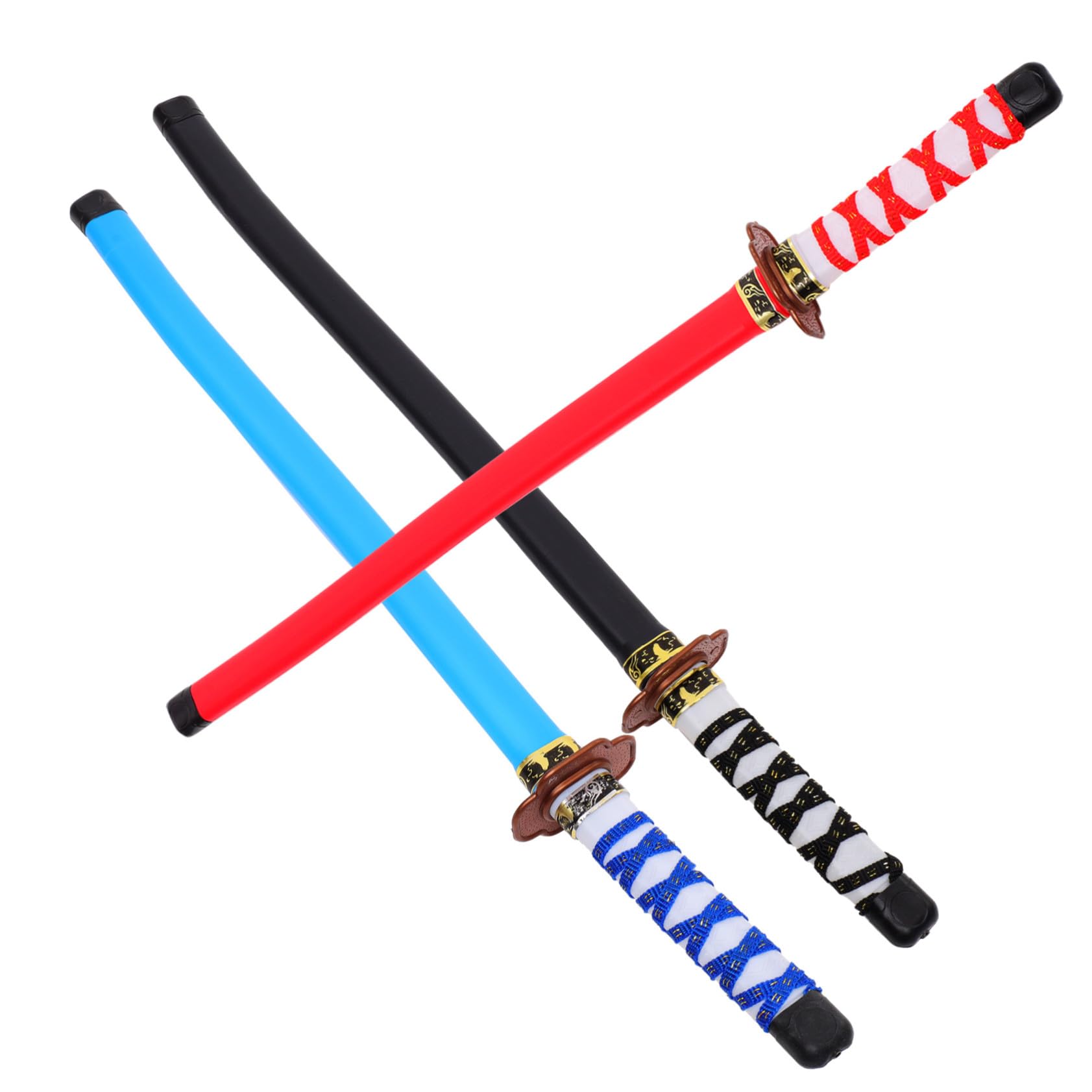 SOLUSTRE Set 3 Spade Giapponesi Per Bambini Giocattoli Di Cosplay Spade Lunghe Leggere Per Bomboniere Feste Compleanno 8-12 Anni Costume Halloween Giochi Creativi