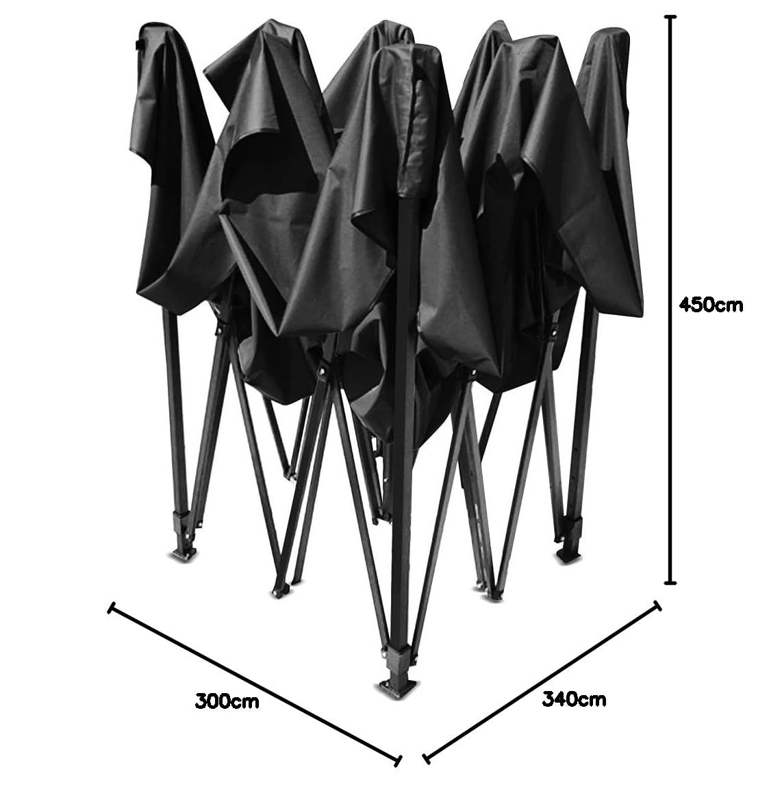 Pavillion Pliable 3x4,5m / Tente de Course Tourtecs Compatible avec la Piste MOTEA Noir
