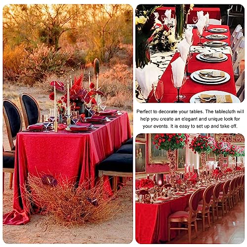 Image of 4 Pack Rectangle Tablecloth 60x126 Inch Red Washable Polyester Table Cover for Wedding Dining Table Buffet Parties Banquet Decoration(Red)