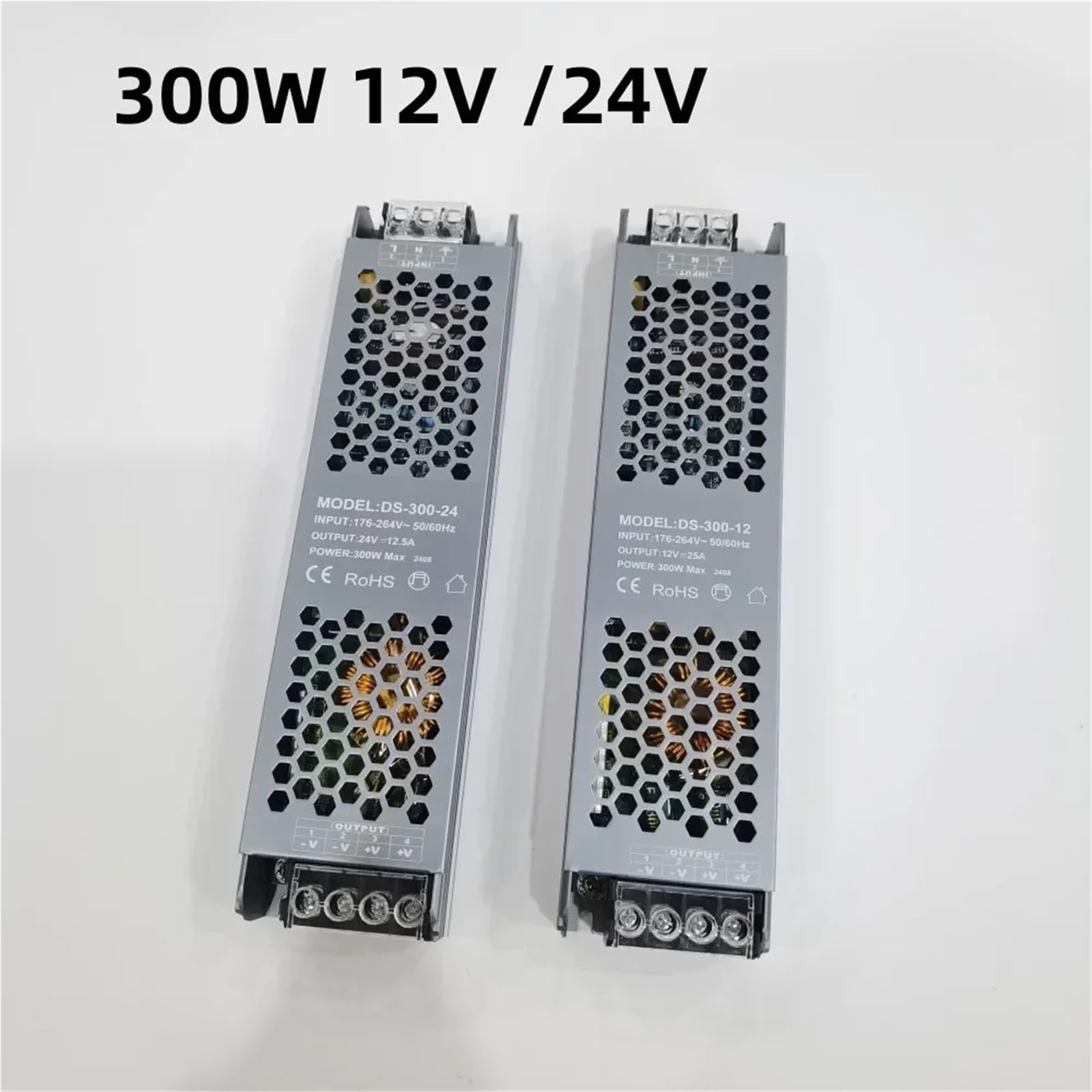 Fuente de alimentación de 12 V, 24 V, 60 W, 100 W, 200 W, 300 W, 400 W, 110 V, 220 V, 230 V CA a 12 V, 24 V CC, controlador de tira LED, transformador de iluminación.(DC 12V,300W)