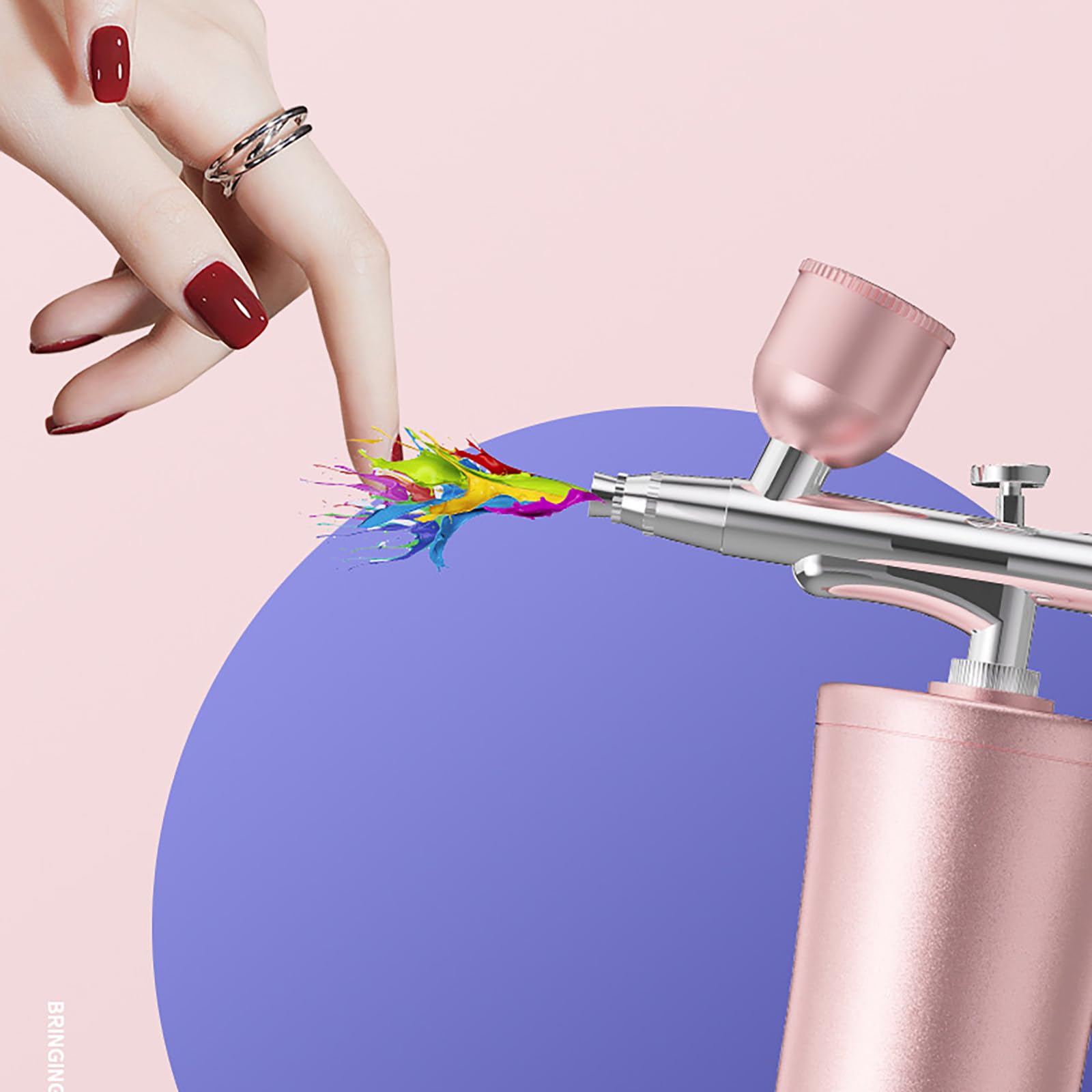RoseFlower Kit de aerógrafo, Juego de Pistola de Pulverización con Compresor, Juego de Aerógrafo de Mano Recargable para Maquillaje, Pintura, Manicuras, Tatuajes, Decoración de Pasteles -Rosa