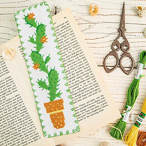 Povitrulya Counted Cross Stitch Kits For Adults Or Kids “Cactus“ | Funny Hand Embroidery Diy Bookmark Kit #TOP5