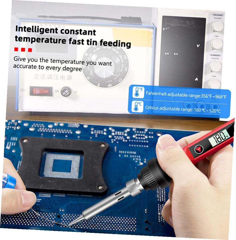 1 Set Soldering Iron and Multimeter Set with Digital Display Adjustable Temperature Welding Tool for Electronic Repairs and Home Decoration Includes Soldering Tips Desoldering Pump