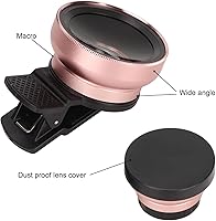 Vista 8 de Kit de lente de teléfono celular 2 en 1, lente de cámara macro de teléfono 0.45X gran angular 12.5X, lente profesional para teléfono celular con Oro