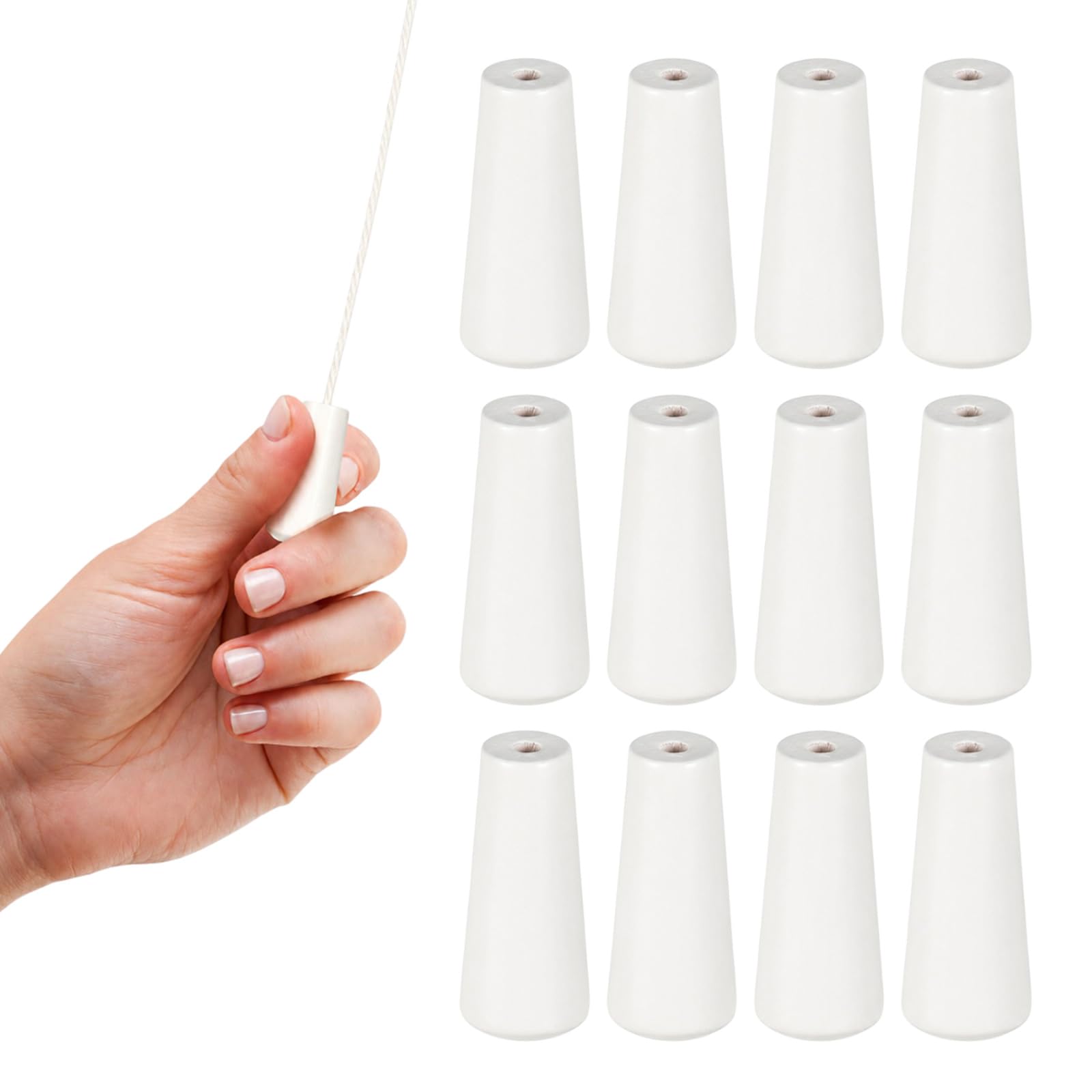 EUQWOSDD 12 Pack White Wooden Blind Cord Knobs, Vase Shape Blind Pull Tassels, Decorative Cord Ends for Roman Shades Roller Blinds Ceiling Fans Light Ropes