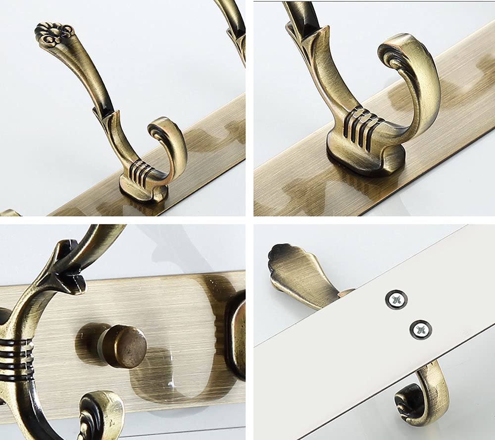 Wandgarderobe Haken Ohne Bohren Edelstahl Antik Hakenleiste Selbstklebend Wandhaken Bad Waschküche Badezimmer Küche Kleiderhaken Zum Jacken Taschen Schlüssel Hut, 2er Set, Bronze