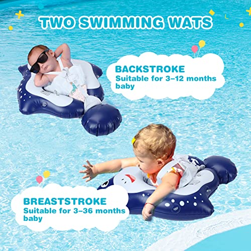 Keriday Baby Pool Float For 3-36 Months, Baby Swim Float With Canopy, Beach Toys For Toddlers 1-3 Years Old, Baby Floatie Pool Accessories, No Flip Over Swimming Float With Tail, Small #TOP3