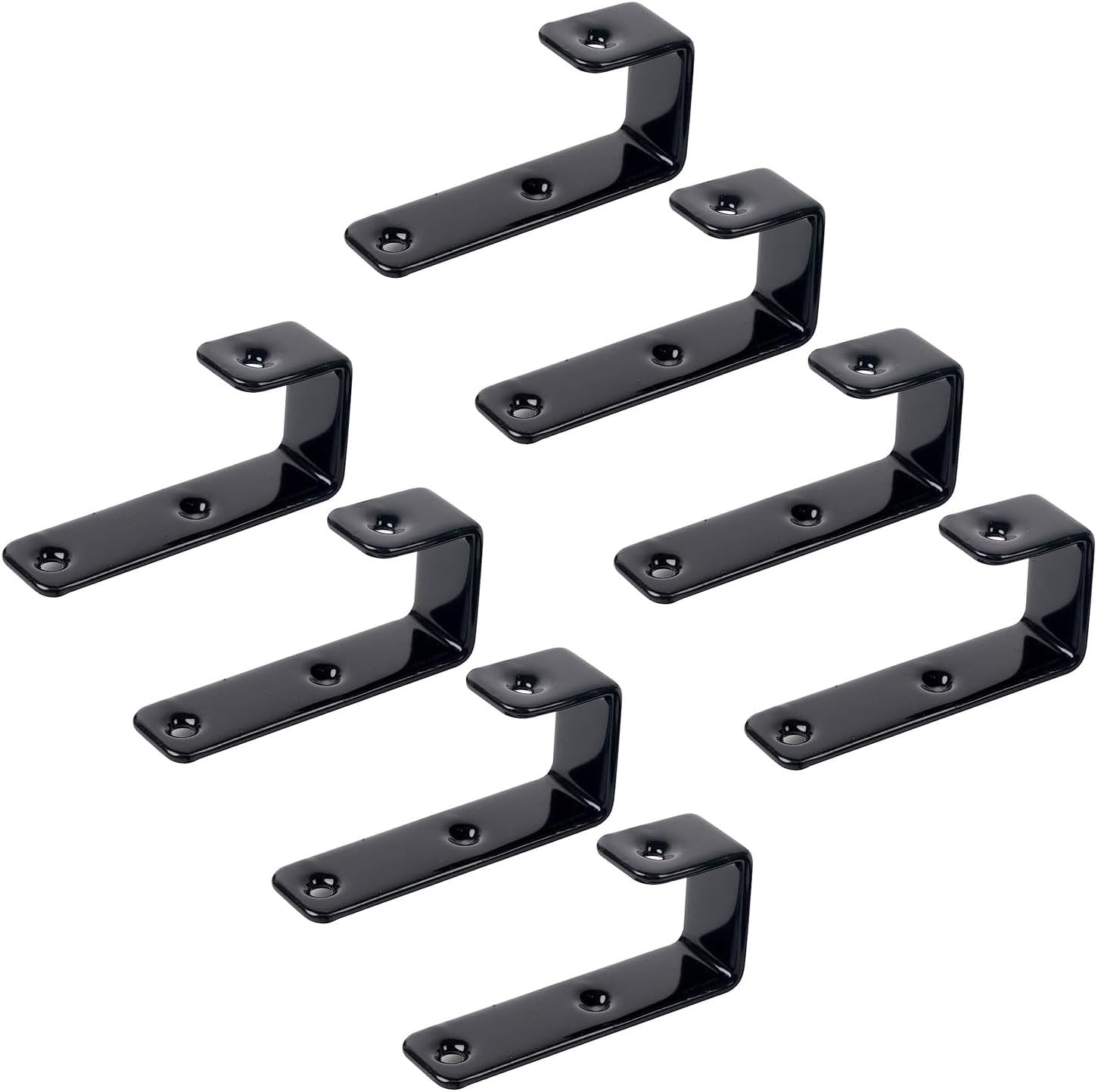 8 Pack Bunk Bed Ladder Hooks, Inside Width 1" Vinyl Coated Iron Heavy Duty J Hook Brackets for Bed Decoration Tool with 2 Size Mounting Screws, 2.75" Length x 1.3" Width (8 Pcak, Black)