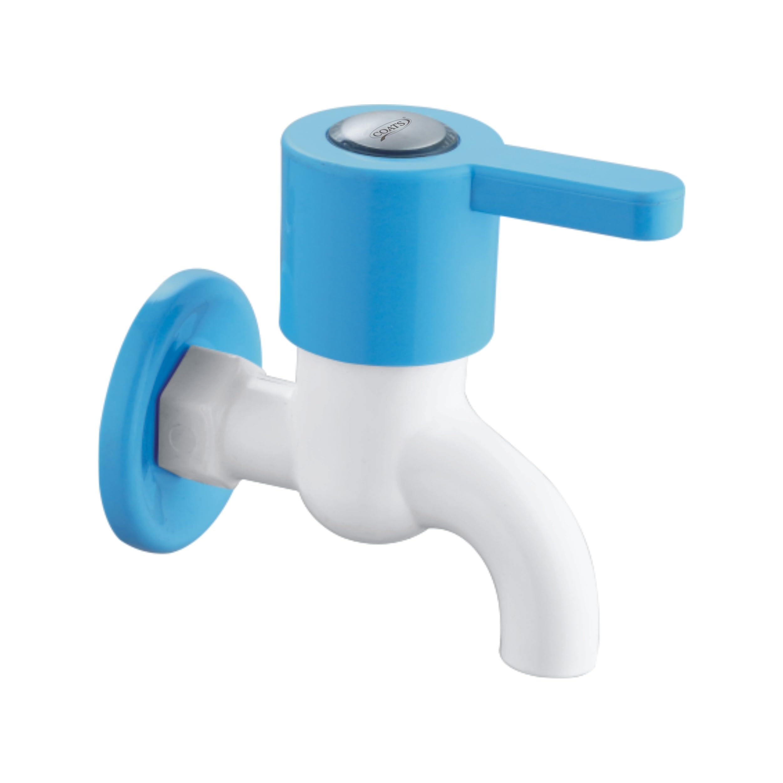 COATS Plastic Shot Body Bib Tap Faucet for Bathroom & Kitchen | Wall Mount Installation Type (White & Blue) Set of 1