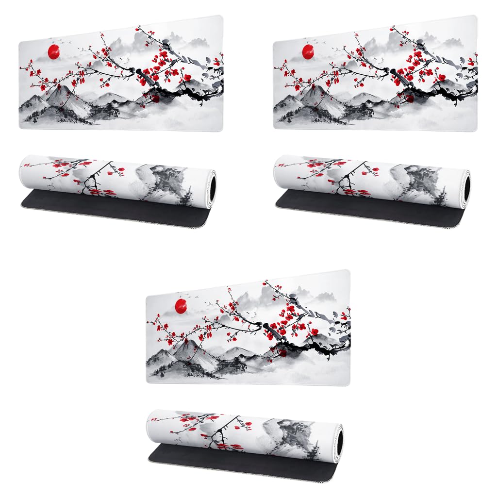 ZORBES® Watercolor Cherry Blossom Mouse Pad 900mm x 400mm x 3mm, Japanese Sakura Gaming Mousepad Extended Large Non-Slip Rubber Base Waterproof Big Keyboard Mat Desk Pad with Stitched Edge for Gaming-image-37