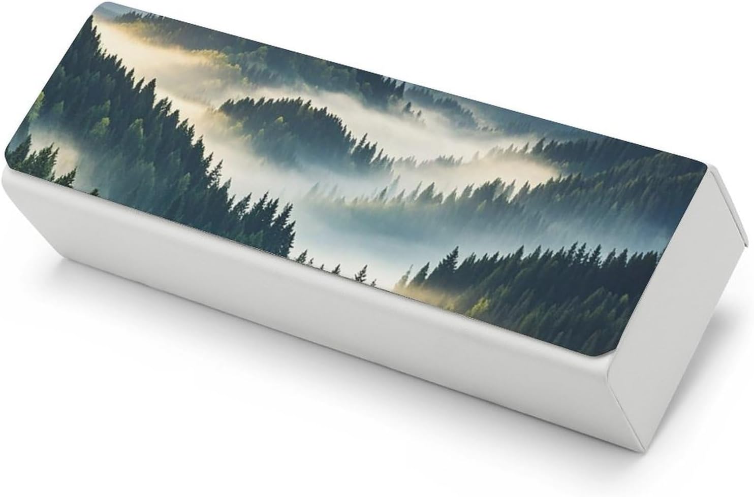 Foggy Mountains Forest Glasses Case Hard Shell Magnetic PU Leather Eyeglasses Case Stylish Sunglasses Cases for Women Men