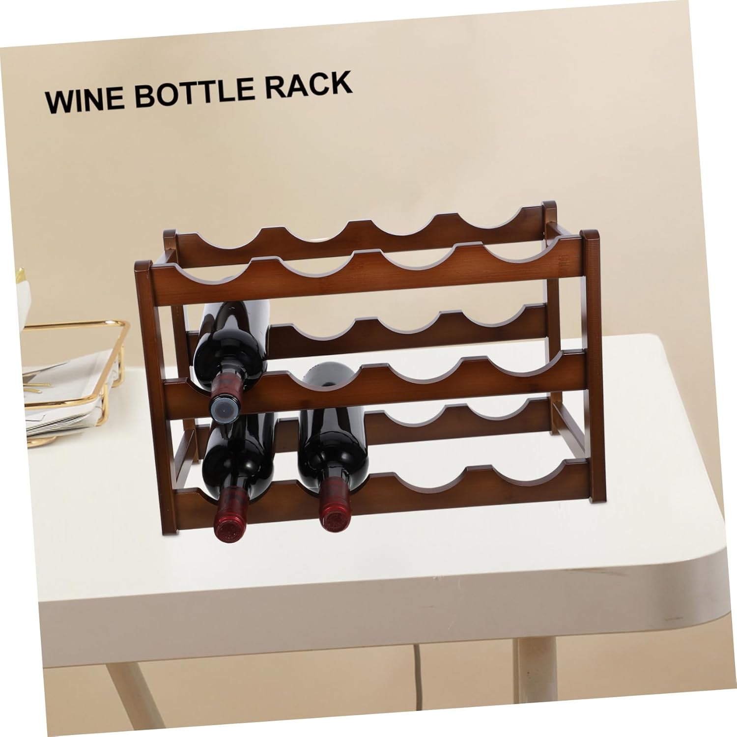 Slim Bamboo Wine Rack Floating Wine Holder Sturdy Storage Rack for Bottle Display for Kitchen Bar Restaurant