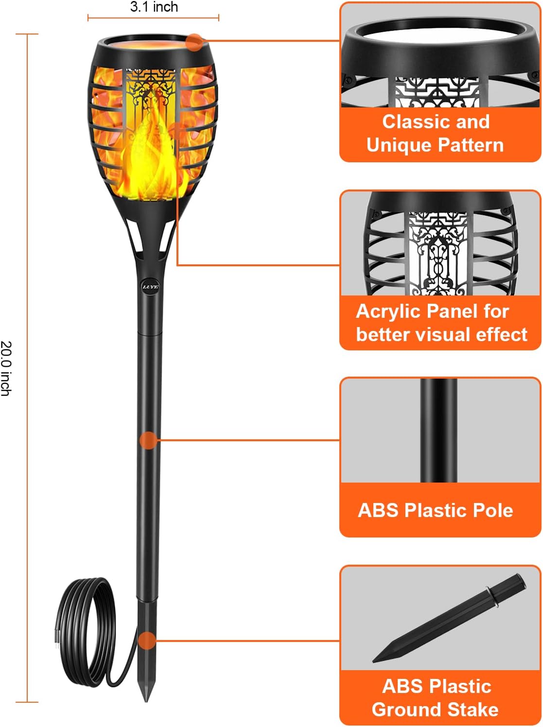 Buy LUYE Low Voltage Torch Landscape Lights with Timer Transformer 12V
