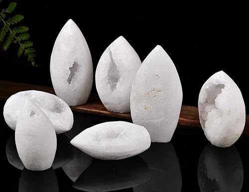 Miniatura 6 de JIC Gem Geoda de pie de cuarzo natural, cristales grandes, racimo de druzy reiki, piedras preciosas curativas para decoración del hogar, 1.1-1.7