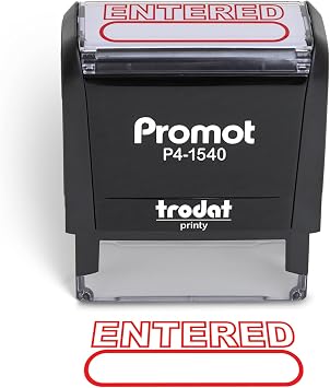 Promot Entered with Bubble Stamp - Durable Refillable Rubber Self-Inking Stamps - Stamp for Documents, Forms, Files, Records, Accounting, Mail, School, and Admin Use - Compact Design for Easy Storage