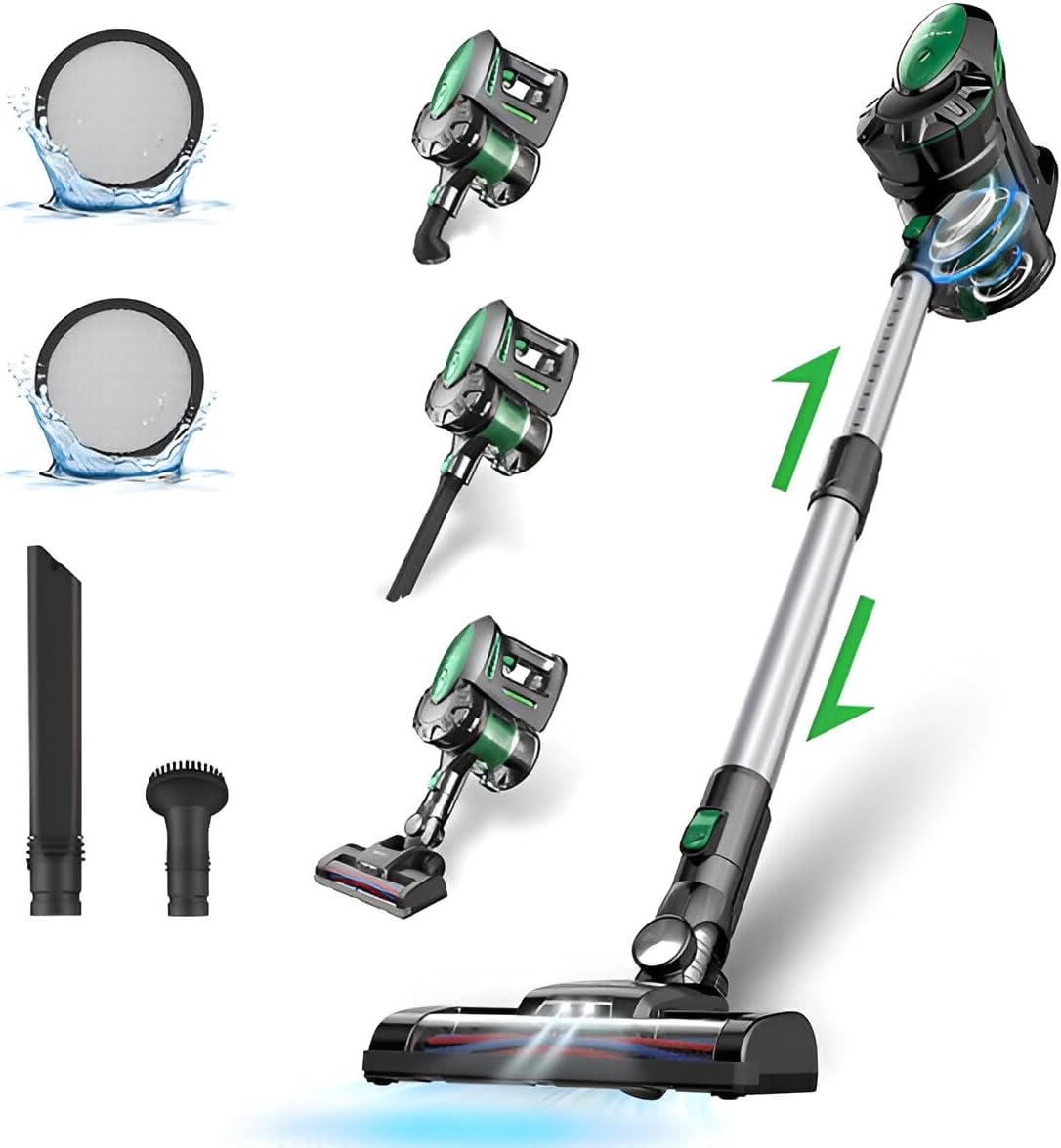 Vactidy, V8 Cordless Vacuum Cleaner, Green, 1.2 liters