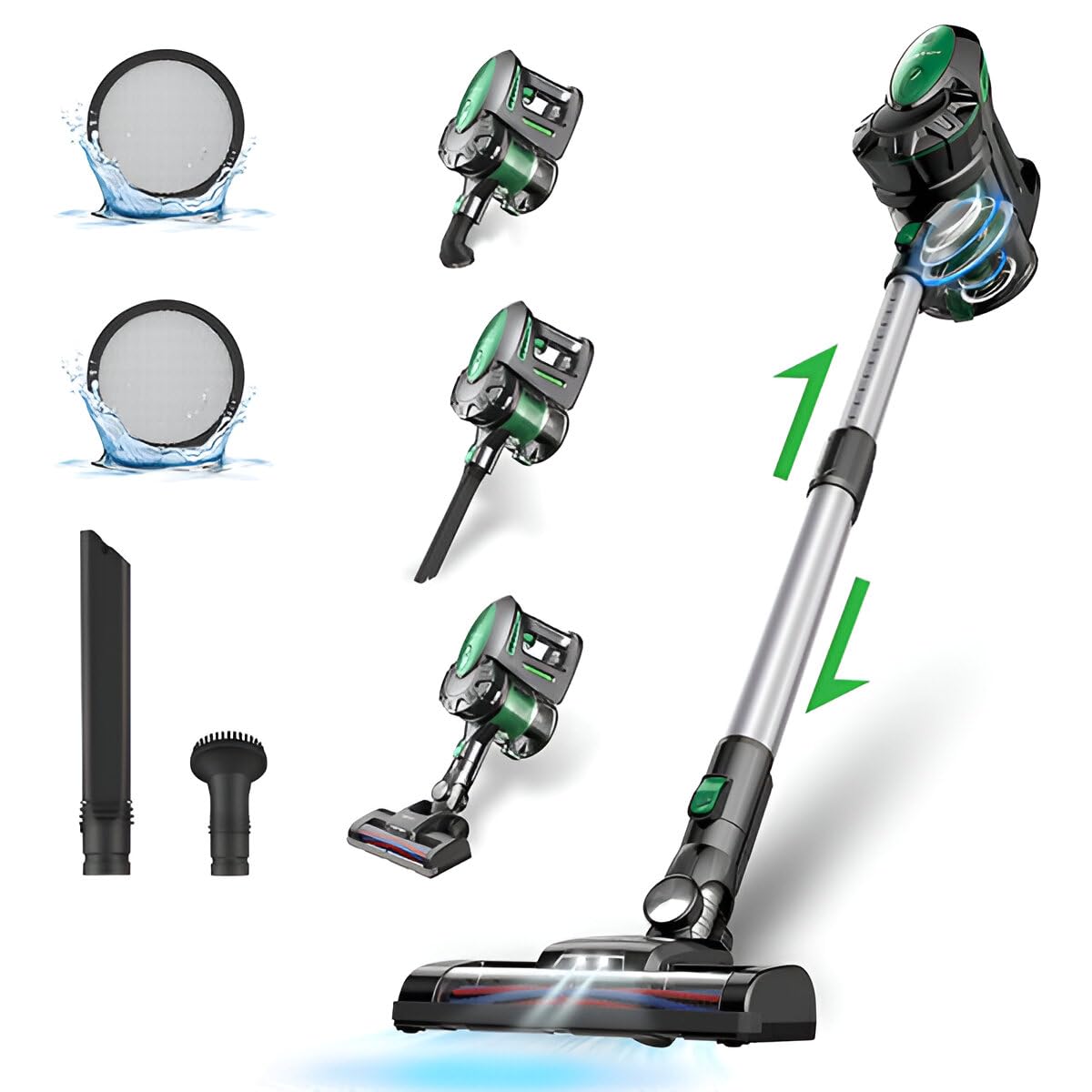 Vactidy, V8 Cordless Vacuum Cleaner, Green, 1.2 liters