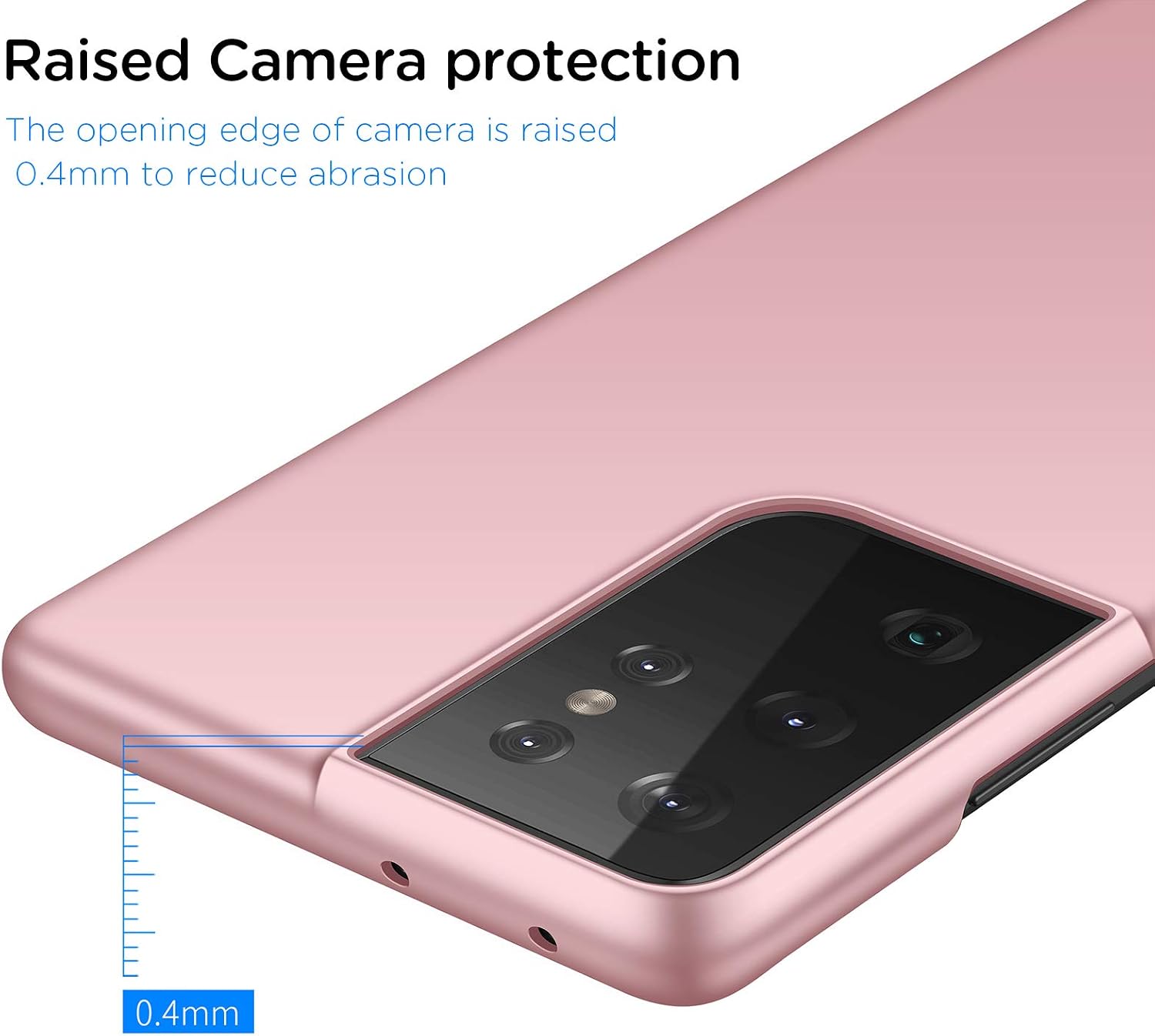 ORNARTO Case for Samsung S21 Ultra,Thin Premium Hard Plastic Matte Finish Anti-Scratch Cover Cases for Samsung Galaxy S21 Ultra (2021) 6.8' Rose
