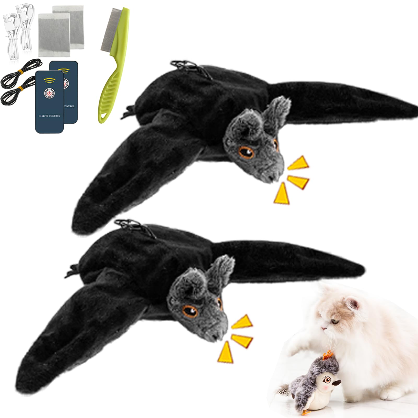 Piper Tomi Cat Toy, Pipertomi Cat Toy, Flapping Bird Cat Toy, Chirping Bird Cat Toy Flapping Wings, Pawfectway Bite Buddy, Pipertomi Bird Cat Toy (2PCS-E)