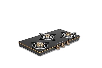 Sunshine Donna Gas Stove Manual Ignition (Glass Top, 2 years warranty with Doorstep Service) (3 Burner)