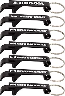 Brosash Bachelor Party Keychain Bottle Openers – 7 Piece Set for Groom, Best Man & Groomsmen – Fun & Functional Favors for Wedding | Groomsman Proposal Ideas Bachelor Party Essentials Beer Opener