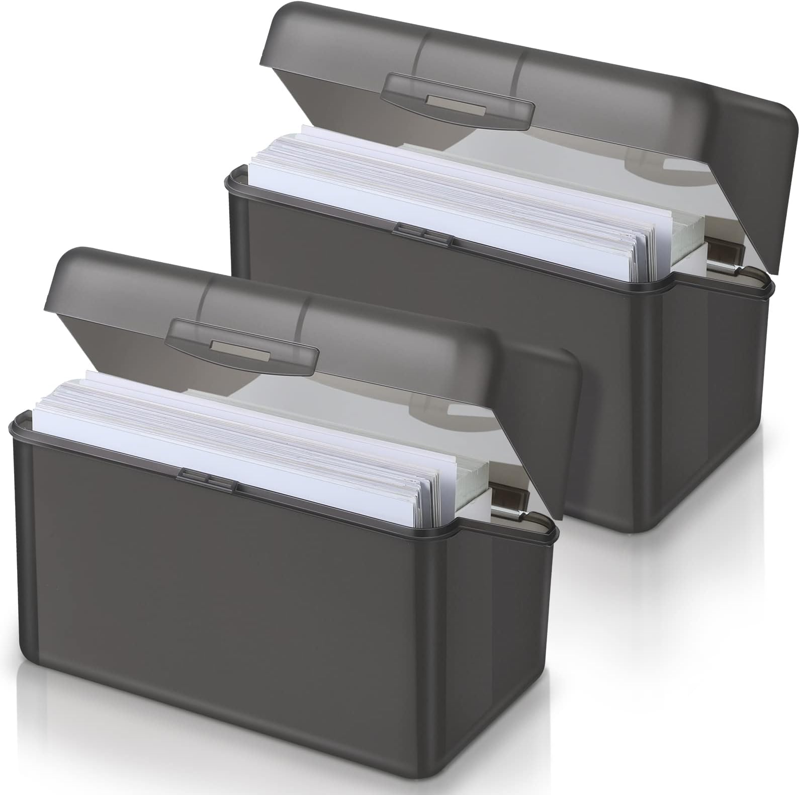 4 x 6 Inch Grey Index Card Holder Flashcard Organizer Index Card Box Cards Storage Flash Card Organizer Index Card Storage for Index Flag Tags Note Cards Flashcards Recipes and Addresses (2 Pieces)