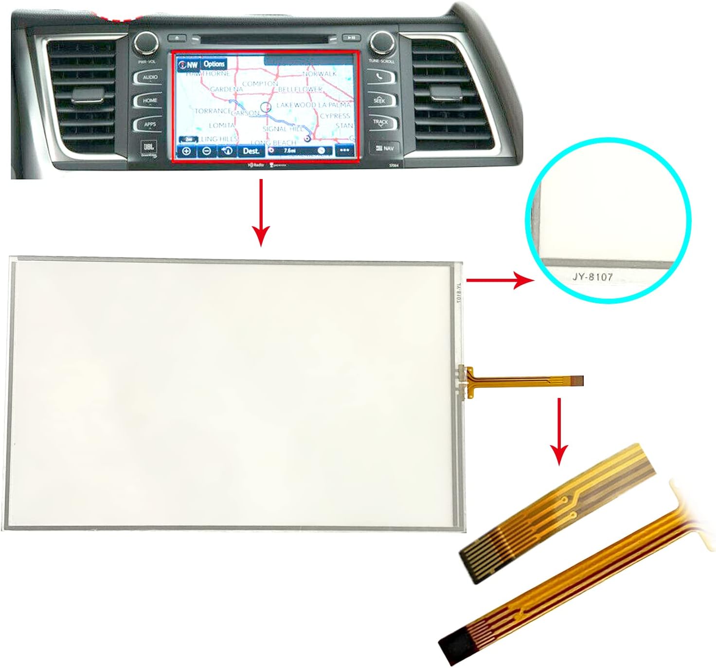 Navigation Touch Screen Digitizer Fit for Toyota Highlander 2014-2019 8.0 inch Audio System Auto Car Stereo Receiver LCD Display Glass Panel Fix Repair