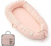 EAQ Espreguiçadeira de bebê, espreguiçadeira Snuggle Me, portátil, respirável e macio, travesseiro de espreguiçadeira de algodão orgânico, berço seguro para dormir, berçário, viagem, hora de brincar