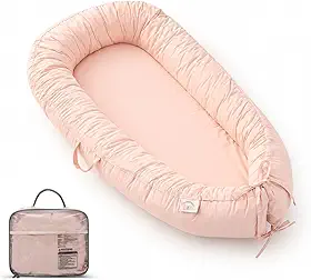 EAQ Espreguiçadeira de bebê, espreguiçadeira Snuggle Me, portátil, respirável e macio, travesseiro de espreguiçadeira de algodão orgânico, berço seguro para dormir, berçário, viagem, hora de brincar