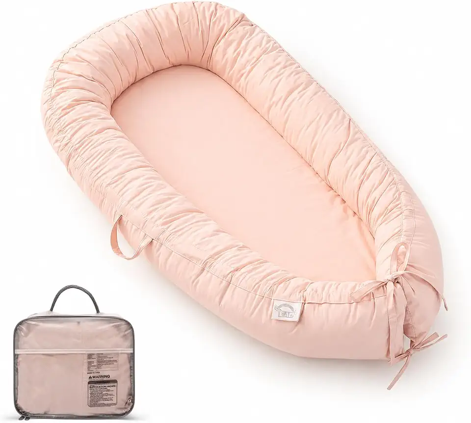 EAQ Espreguiçadeira de bebê, espreguiçadeira Snuggle Me, portátil, respirável e macio, travesseiro de espreguiçadeira de algodão orgânico, berço seguro para dormir, berçário, viagem, hora de brincar
