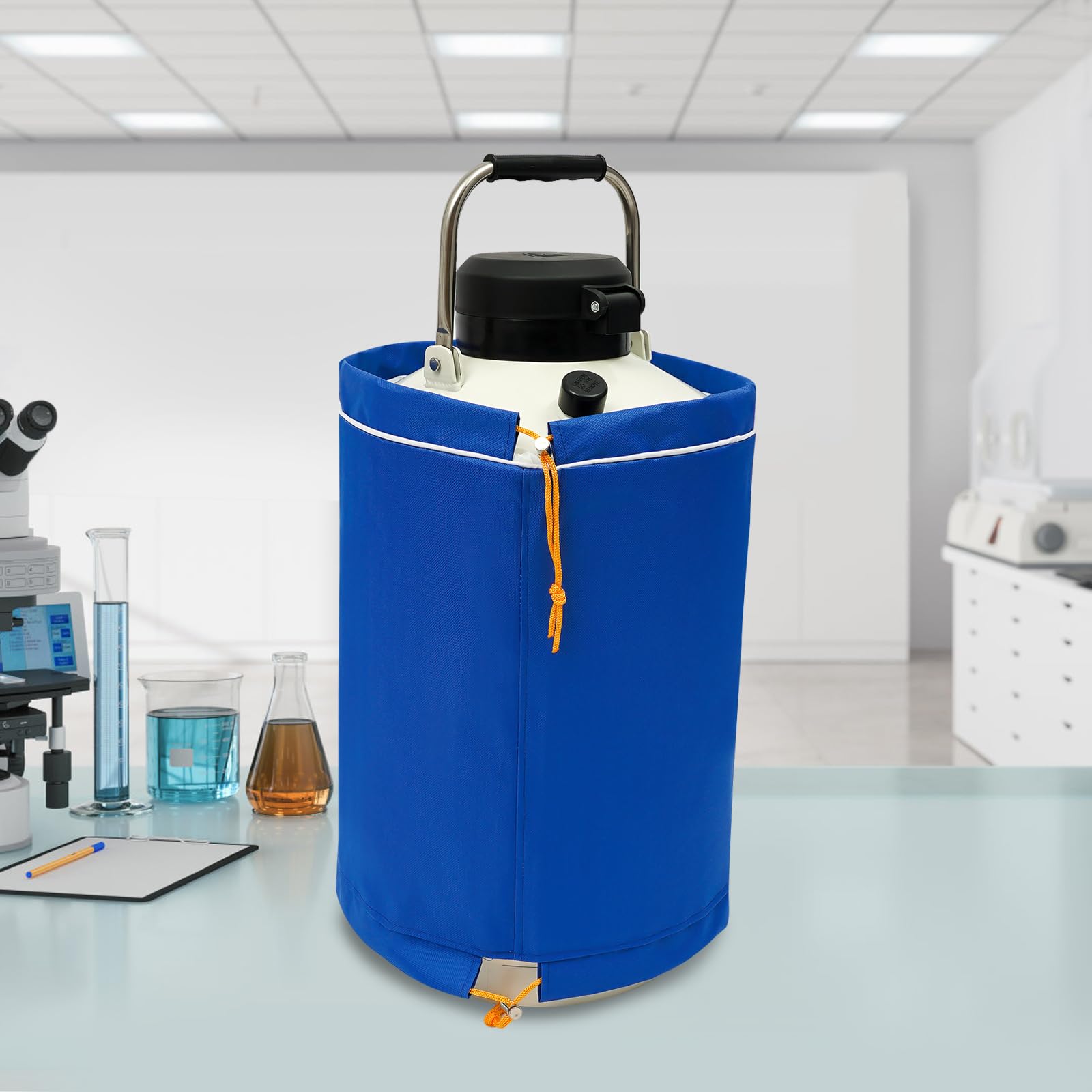 Bacacoo Liquid Nitrogen Container, 10L/2.64gal Liquid Nitrogen Tank, Aluminum Alloy Nitrogen Cryogenic Container with Protective Sleeve for Animal Husbandry, Farms, Hospitals, Scientific Research