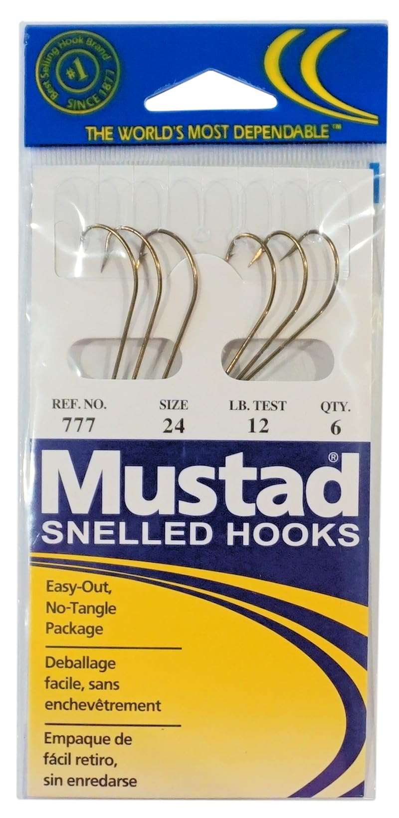 Mustad Snelled Central Draught Hook Fishing Terminal Tackle (6 Pack), Bronze, Size 24 : Sports & Outdoors