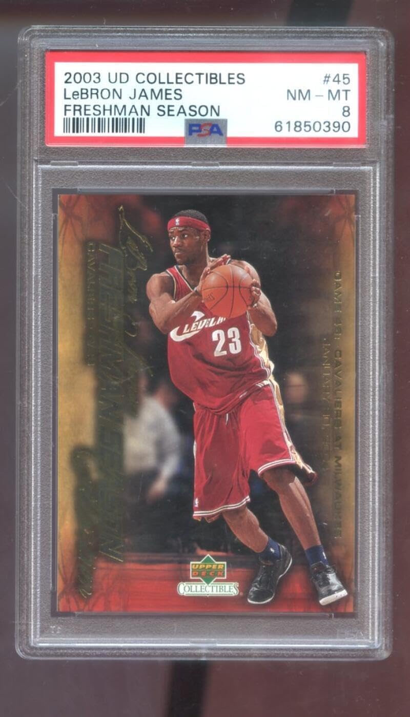 2003-04 UD Upper Deck #45 Lebron James Freshman Season ROOKIE PSA 8 Graded Card - Basketball Slabbed Rookie Cards