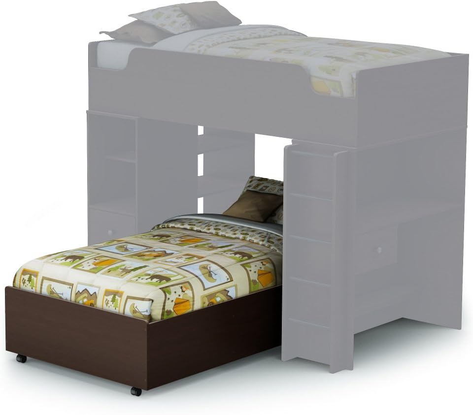 South Shore Logik Collection Twin (39'') Bed on Casters - Chocolate