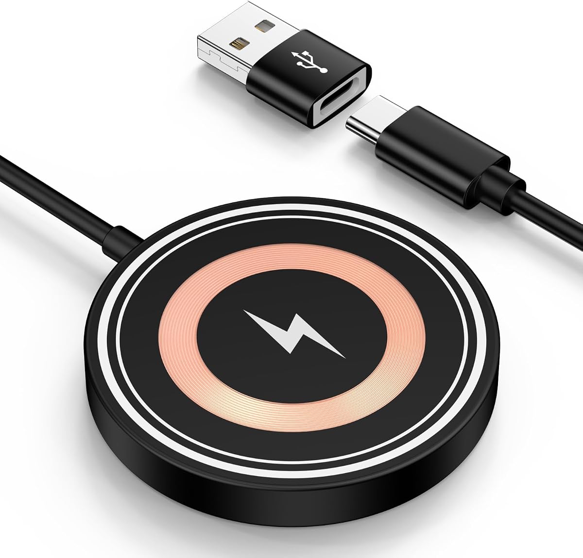 Cargador inalámbrico magnético de 15 W para Samsung S26 Ultra S26+ Cargador inalámbrico Android Almohadilla de carga rápida para Galaxy S25 FE Ultra S24 S23 S22 S21 Z Fold 7, iPhone 17 16 15 14 13, USB-C/A para cargador MagSafe