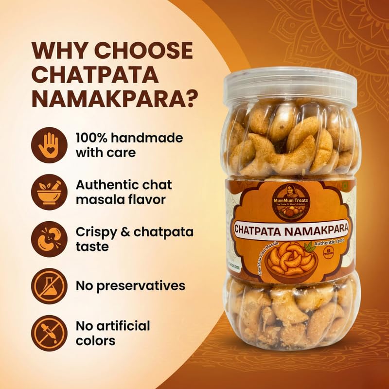 Image of MumMum Treats Chatpata Namakpara 300g | Crispy Spicy Namkeen | Traditional Indian Snack for Tea Time