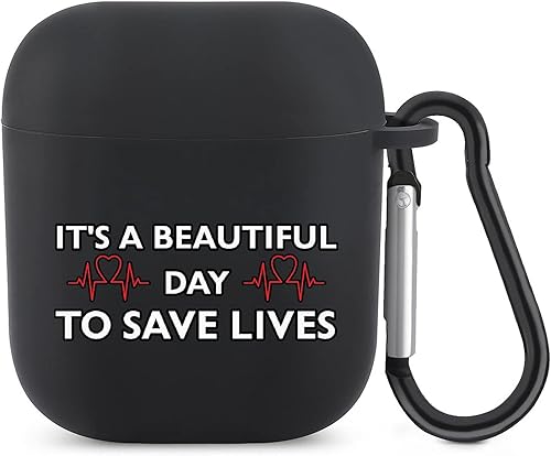It's A Beautiful Day to Save Lives - Funda con llavero para Apple AirPods 1 2, accesorios de carga de silicona protectora disponible en Yaxa Colombia