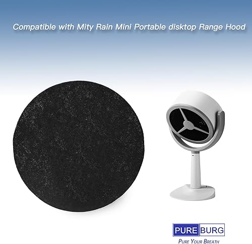 Miniatura 2 de PUREBURG Filtro de carbón activado de repuesto compatible con Mity Rain Mini campana extractora portátil, paquete de 10 unidades de limpieza de