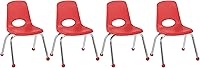 Vista 15 de FDP 10380-BK - Silla escolar apilable de 14 pulgadas, asiento apilable para estudiantes con patas de acero cromado y deslizadores de bolas