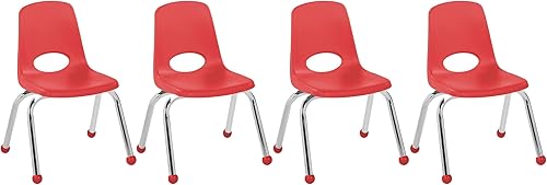 Miniatura 15 de FDP 10380-BK - Silla escolar apilable de 14 pulgadas, asiento apilable para estudiantes con patas de acero cromado y deslizadores de bolas