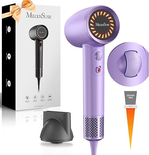 Miniatura 6 de MelodySusie Secador de pelo  Secador de pelo de secado rápido de 1600 W, secador profesional de pelo iónico de alta velocidad de 120,000 RPM,