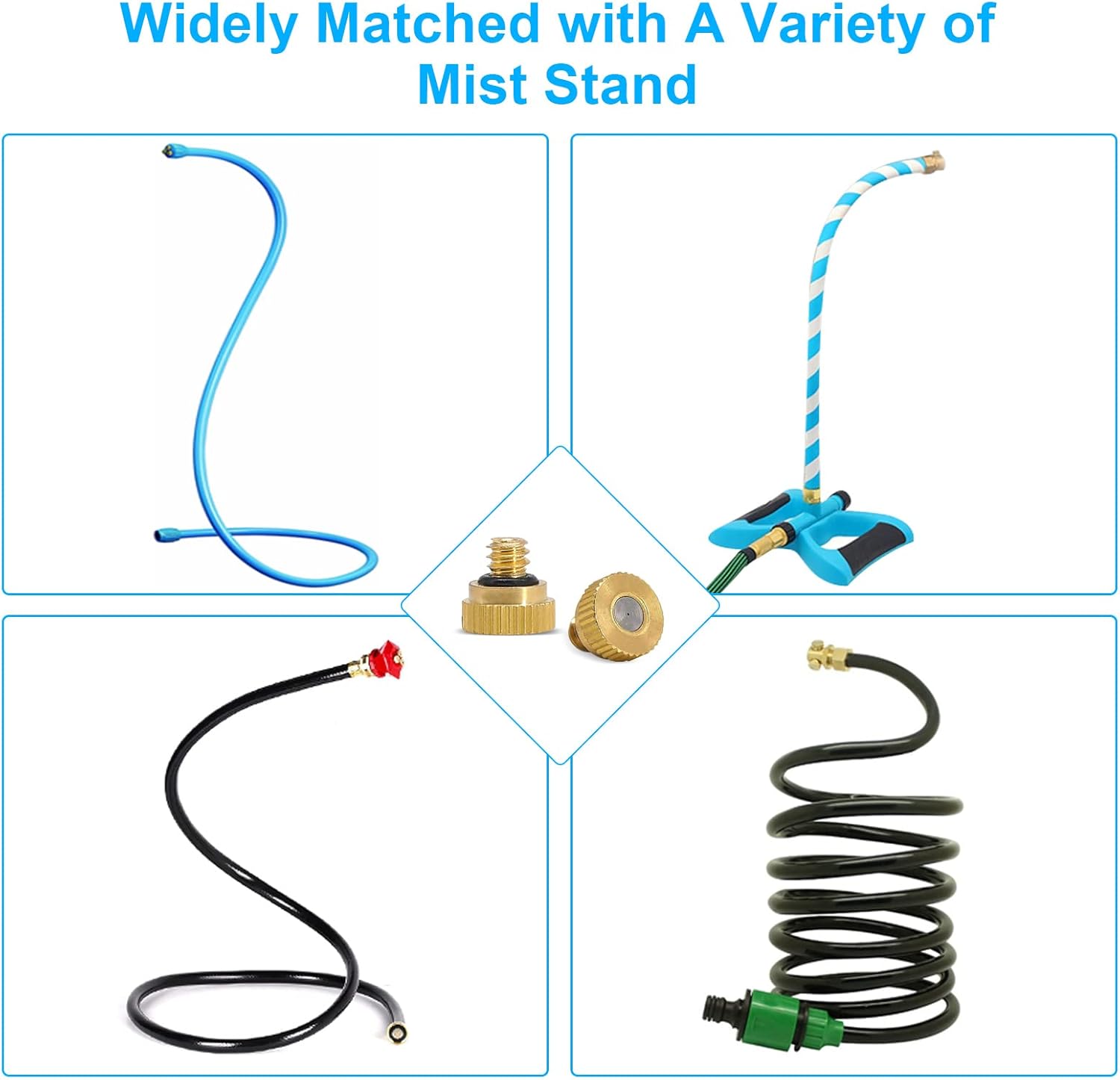 Outdoor Misters System for Outside Patio, 65FT Misting Hose + 20pcs Brass Nozzles. Mister Cooling System. Water Mist Hose for Backyard, Garden, Umbrella, Canopy, Pool, Gazebo. Kid Trampoline Sprinkler