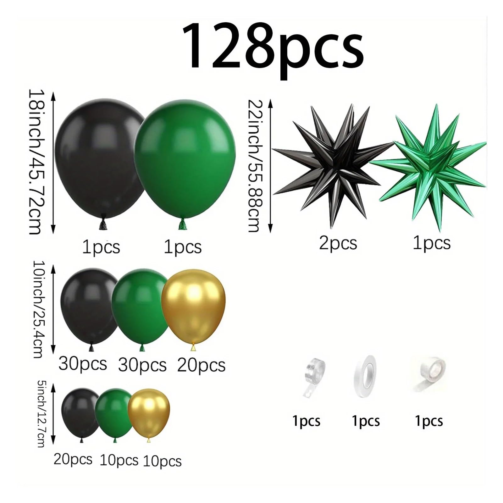 Kit D'arche De Guirlande Ballons Verts, Noirs Et Dorés, 128 Pièces, for Anniversaires, Remises Diplômes, Fêtes Mariage Décorations Pour Fêtes