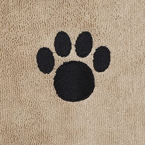 Image of Bone Dry Pet Grooming Towel Collection Absorbent Microfiber Drying Set, 15x30 inch, Embroidered Taupe, 3 Count