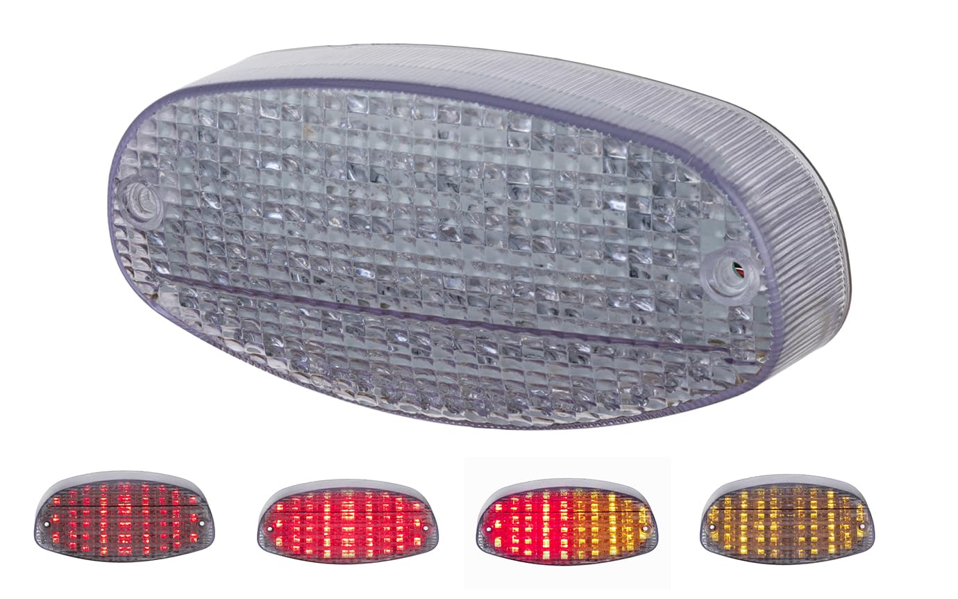 Fit Yamaha XVS650 XVS1100; V-Star Midnight Custom/V-star Custom/Drag Star LED Brake Light Rear Lamp+ Integrated Turn Signal Idicators (Clear)
