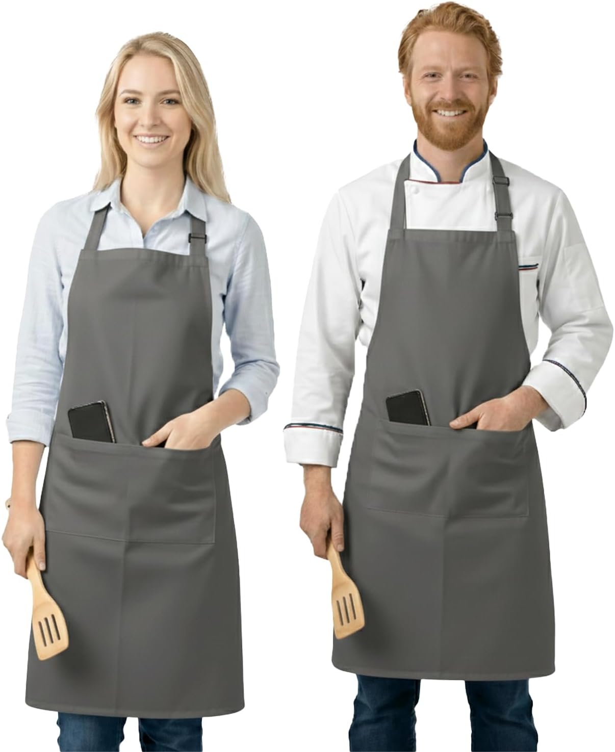 Unisex Adjustable Bib Aprons - Stylish Chef Aprons with Double Pockets for Men and Women – Ideal for Cooking, Gardening, and Barbecue Aprons