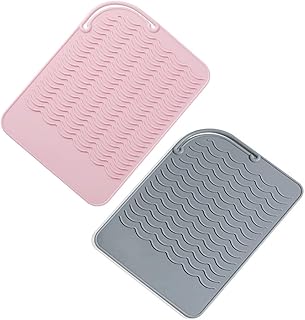 Estera de Silicona Resistente al Calor, Portátil Funda Plancha Pelo, alfombrilla de viaje de silicona, para rizadores, planchas planas y otras herramientas de pelo caliente, 21,8 x 16 cm