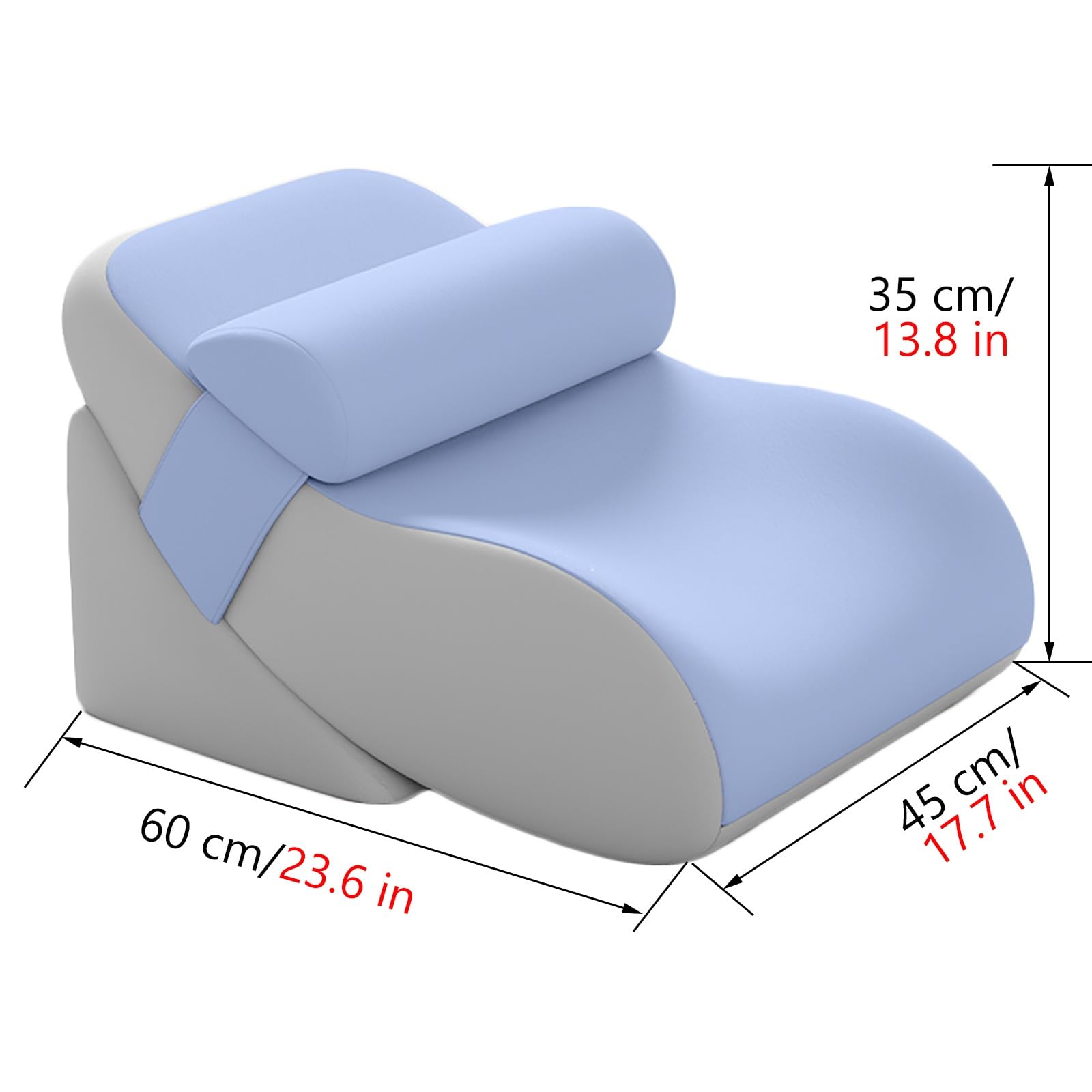 YXXSDP Keilkissen Bett Lesekissen Körperpositionierer Verstellbare Sitzkissen, Rückenlehnen-Dreieckskissen Mit Nackenstütze Für Nacken-/Rückenschmerzen, Led Hochlagerung, Verdauungsprobleme(Blue)