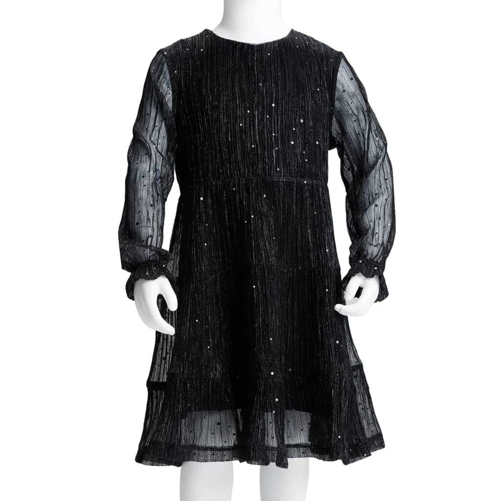 Vestido de manga larga para niños, color negro, adecuado para niñas, niños, bebés, adolescentes, verano, princesa, tul con lentejuelas, transpirable, cómodo, diario, fiesta