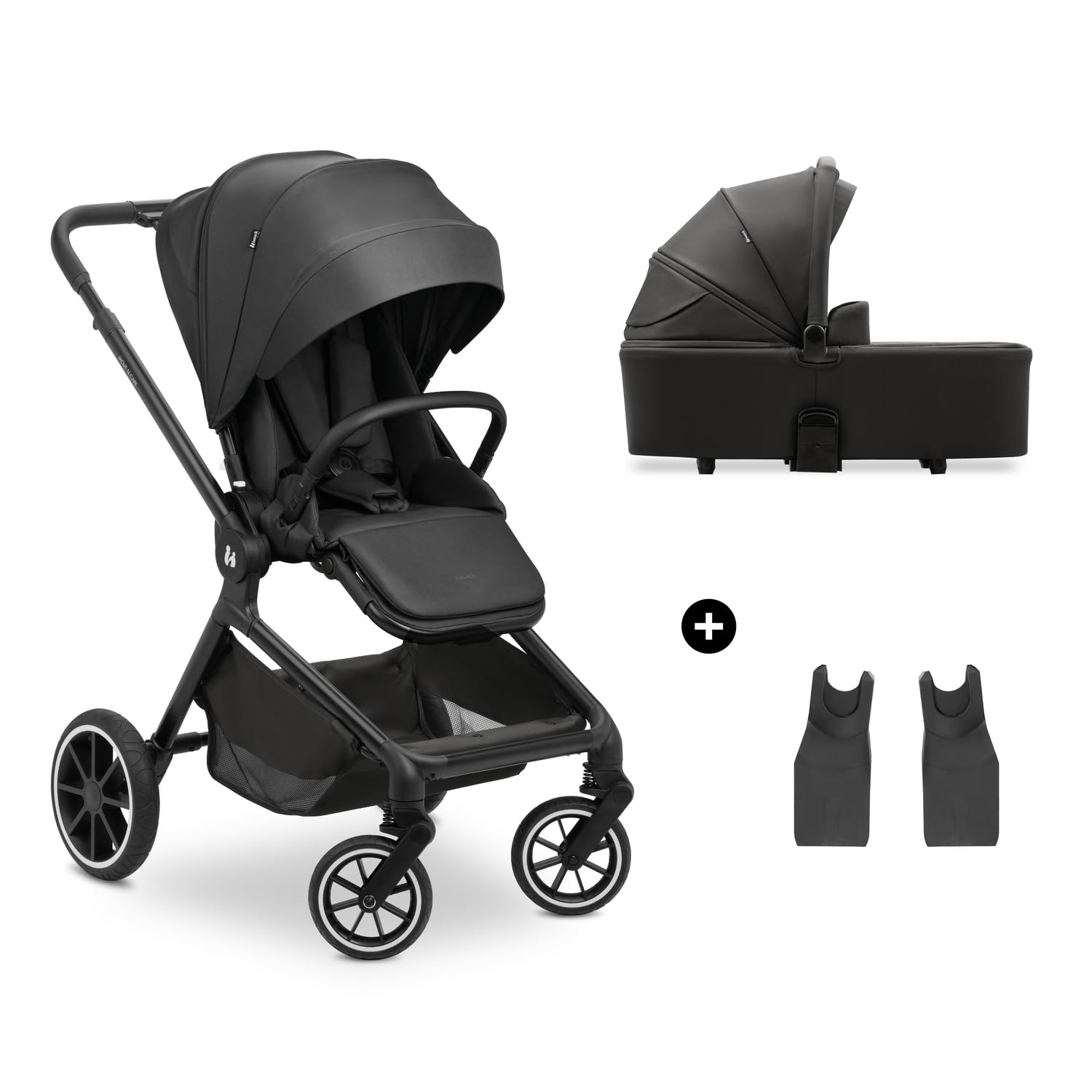 hauck Move N Care Set Carrito Bebe 2 en 1 - Carro con Capazo Grande desde el Nacimiento hasta 22 kg, Silla de Paseo Ligera Reversible y Reclinable, Suspensión, Protección UV 50+, Cesta XL - Negro